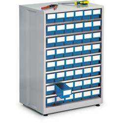 Treston Großes Schubladenmagazin 4840-6 mit 48 Schubladen in blau. Gehäuse BxTxH 605x410x870 mm, hellgrau