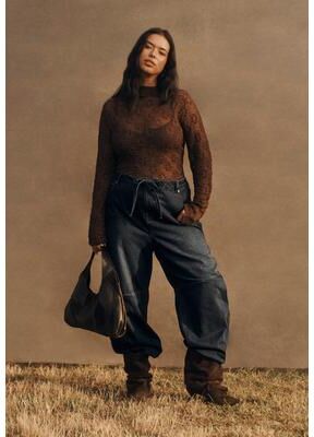 Plus Size Women's Dramatic Drawstring Barrel Jean by June & Vie in Wash (Size 12 W)