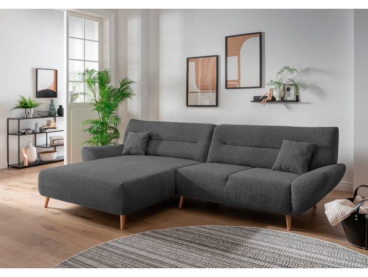 Ecksofa, Microfaser, Anthrazit 290×166 cm, Recamiere Links, Komfortabel, Inosign