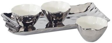 "Certified International Silver Coast 4 pc Tray and Condiment Bowls Set 14.25"" x 6"" - 14.25"" x 6"""