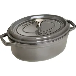 La Cocotte Topf 3,2 l oval graphitfarbig aus Gusseisen gefertigt