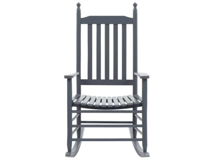 ZQQLVOO Schaukelstuhl Massivholz Grau, 110 kg Belastbar Vintage Design, Gebogene Sitzfläche, Für Wohnzimmer Und Terrasse, Einfacher Aufbau
