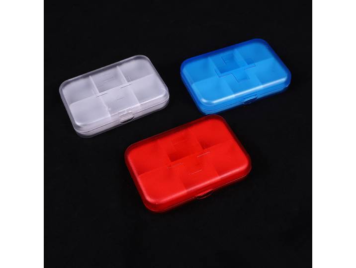 Boîte à pilules de voyage portable, mini boîte à médicaments, conteneur de stockage, étui à pilules pour comprimés, petite boîte à pilules, 6 grilles, 100 pièces
