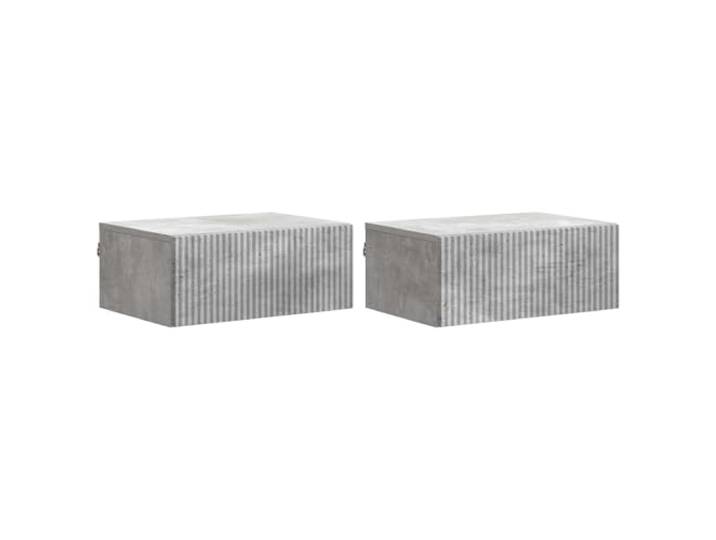 Heofavd Wandnachttisch 2er Set Betongrau 49x34,5x20 cm Hängeschrank