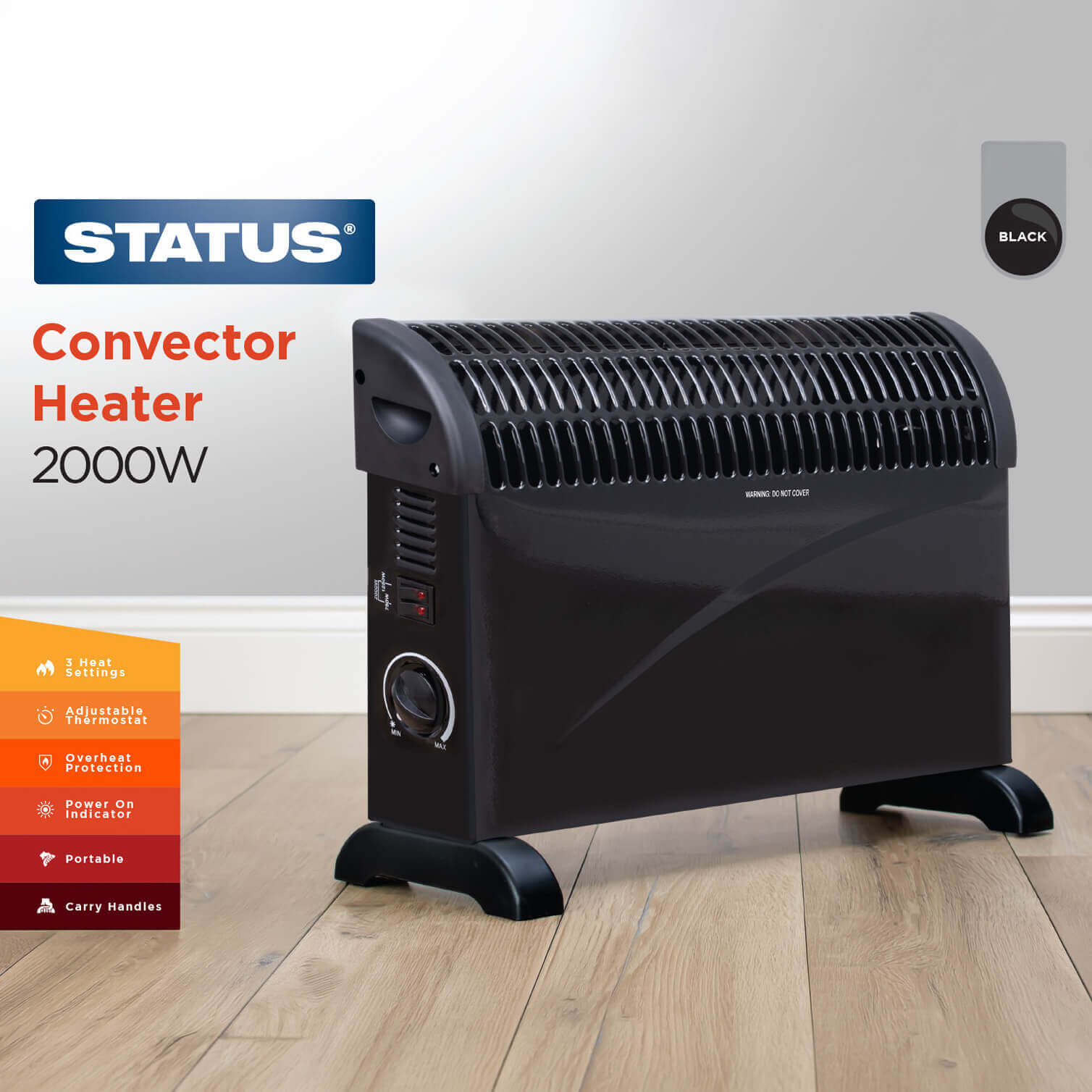 Status 2000W Convector Heater Black