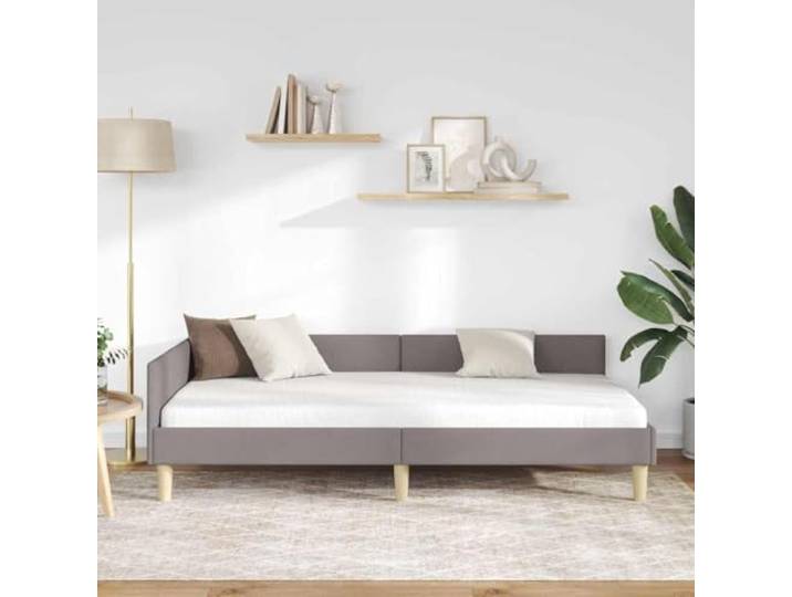 KTHLBRH Eckbett Rahmen Taupe 100 x 200 cm Polyester, Sperrholz, platzsparendes Design, wendbares Kopfteil, Sofabett