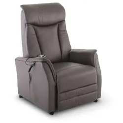 Fernsehsessel mit Aufstehhilfe, Relaxsessel mit Liegefunktion/Sitzheizung, Leder/Kunstleder, 2 Motoren, Dunkelbraun, Raburg Emma Eos 2