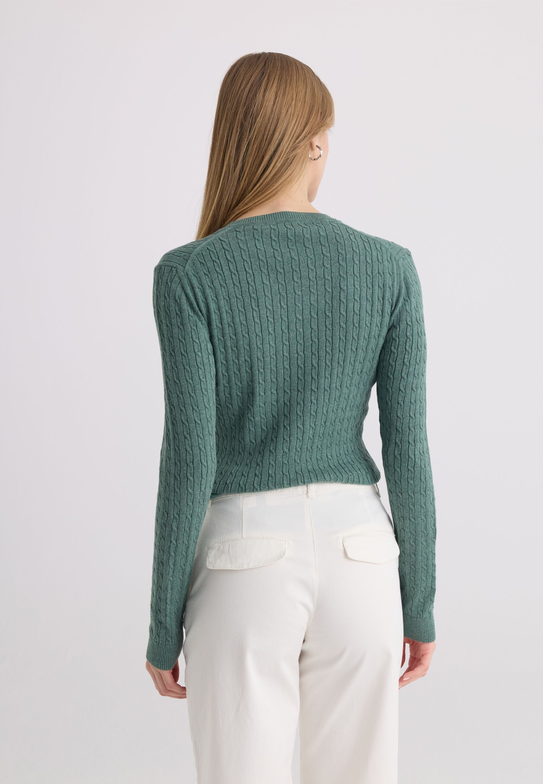 V-Ausschnitt-Pullover FELIX HARDY "V-Ausschnitt-Pullover", Damen, Gr. L, grün, 100% Baumwolle, V-Ausschnitt, Pullover