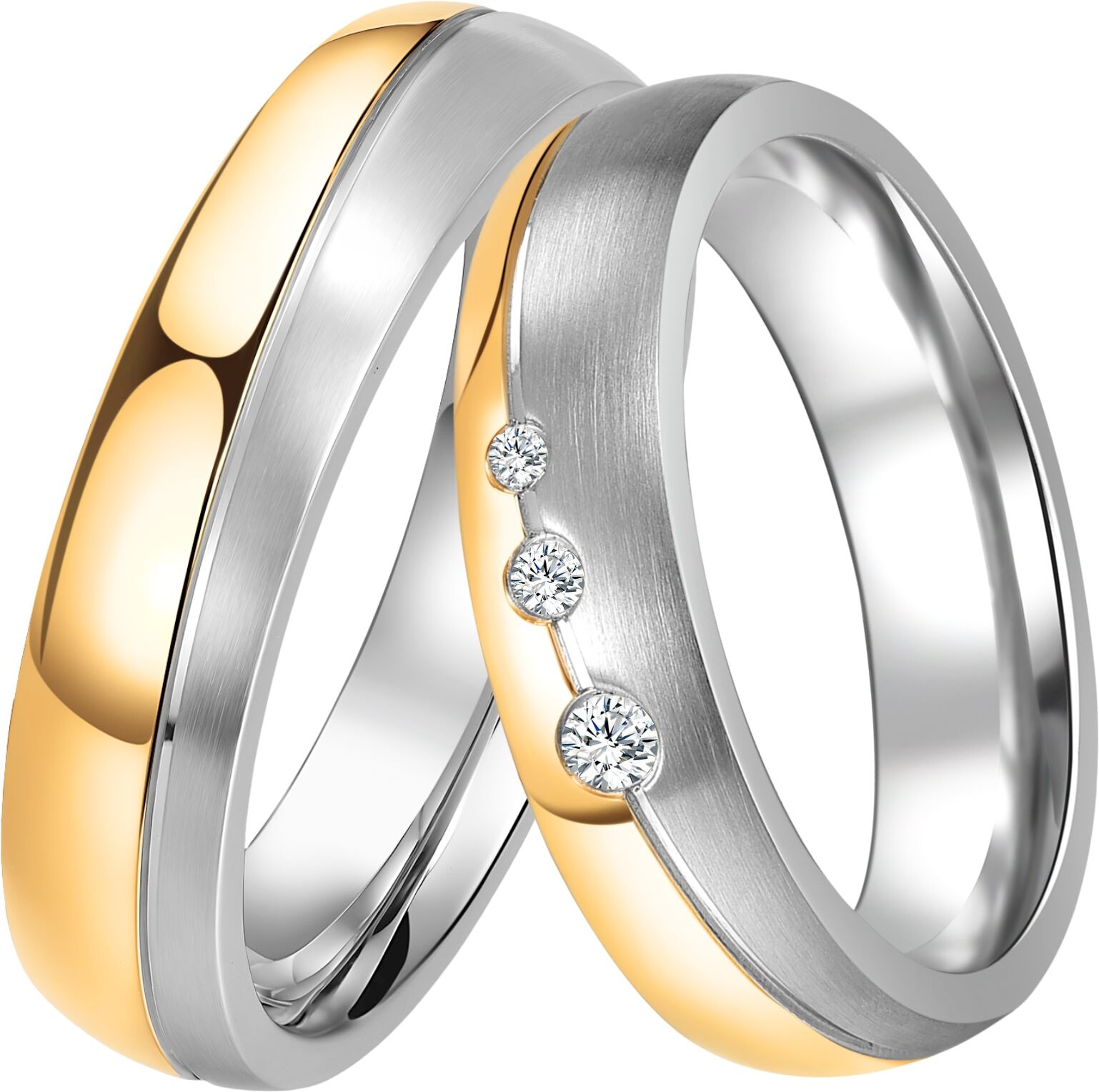 Trauring DOOSTI "Schmuck Geschenk Edelstahl Trauring Ehering Partnerring LIEBE" Gr. 56, edelstahlfarben, gelbgoldfarben, Fingerringe, 56,mit Zirkonia, Edelstahl, 5mm, Trauring, wahlweise mit Zirkonia oder ohne Zirkonia
