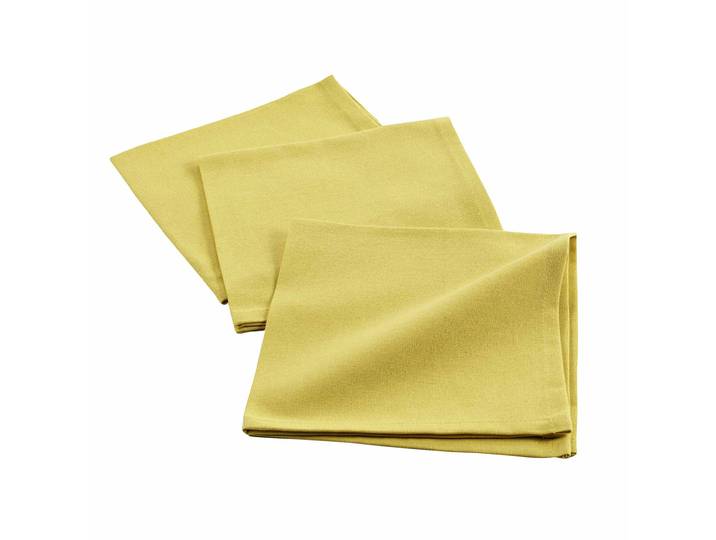 Baumwoll Servietten, 3er-Set, gelb, Stoffservietten, 40 x 40 cm