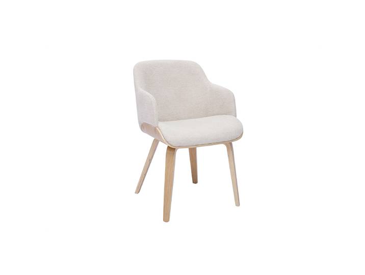 Chaise en tissu chenille beige et bois clair EARL