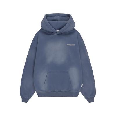 Rundhalspullover ANOTHER COTTON LAB "Another Cotton Lab Wanna Go Washed Hoodie", Herren, Gr. M, blau (washed sky blau), 52% Baumwolle, 48% Polyester, mehrfarbig, normal, ohne Ausschnitt, Pullover Rundhalspullover