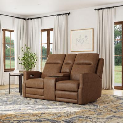 "Maxwellton Cedar Power Reclining Loveseat with Console, Power Headrests and Lumbar by Flexsteel - 69"" x 42"" x 39"""