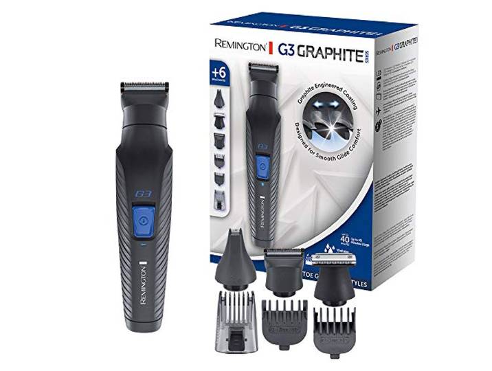 Remington Multigroomer / Trimmerset G3 Graphite (6 Opzetstukken, Baardtrimmer, Tondeuse, Lichaamstrimmer, Oor- En Neushaartrimmer, Wenkbrauwtrimmer, Snoerloos, Afwasbaar) PG3000