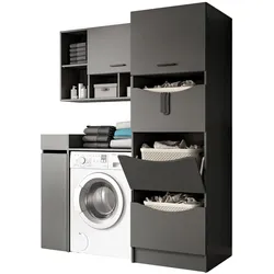 WASCHMASCHINENSCHRANK grau Set 4-teilig 155 x 196 cm, modernes Design