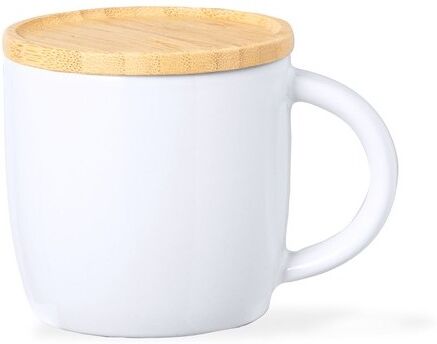 Tasse en Céramique avec Couvercle en Bambou Personnalisée Zenara bambou céramique blanc