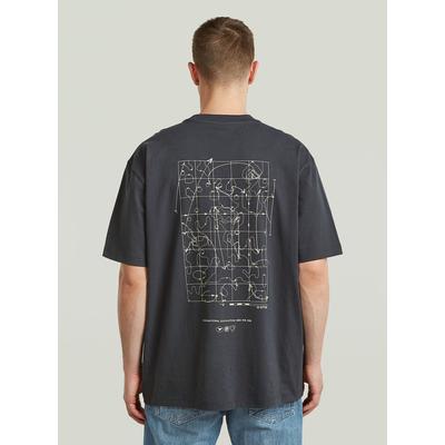 T-Shirt G-STAR "Back Graphic Relaxed T-Shirt", Herren, Gr. L, grau (petrol), Obermaterial: 100% Baumwolle, Shirts T-Shirt