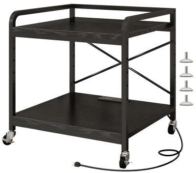 No Under Desk Printer Stand with Power Outlet - 21.7 x 20 x 22.4