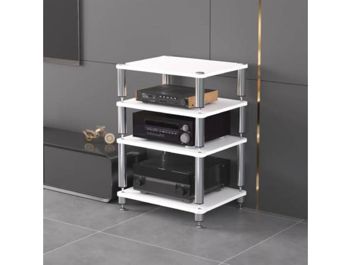 ZSCNYHMT Audio Rack, Stereo-Schrank Mit Edelstahlrahmen Und Ablagen Mehrschichtige regale, verstärkeraufbewahrung, player-organisation, stabiles design, für audio innenräume(B2,4-tier)
