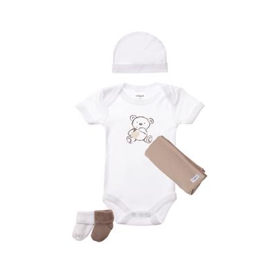 Erstausstattungspaket LILIPUT "Teddy", Mädchen, Gr. 62/68, braun (weiß, braun), 100% Baumwolle, KOB Set-Artikel Erstausstattungspaket, in niedlichem Design