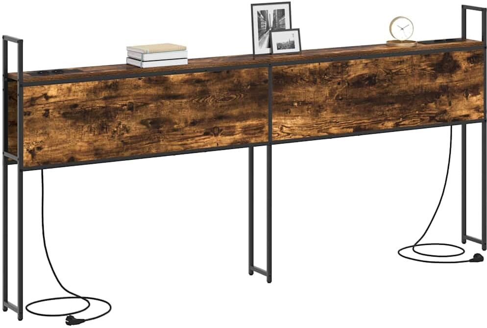 vidaXL Headboard de Rangement avec Station de Charge Chêne fumé