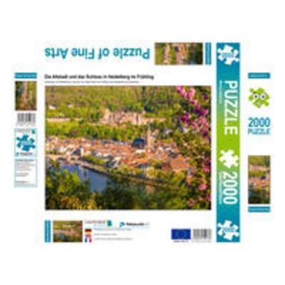 CALVENDO Puzzle Die Altstadt und das Schloss in Heidelberg im Frühling | 2000 Teile Lege-Größe 90x67cm Foto-Puzzle für glückliche Stunden