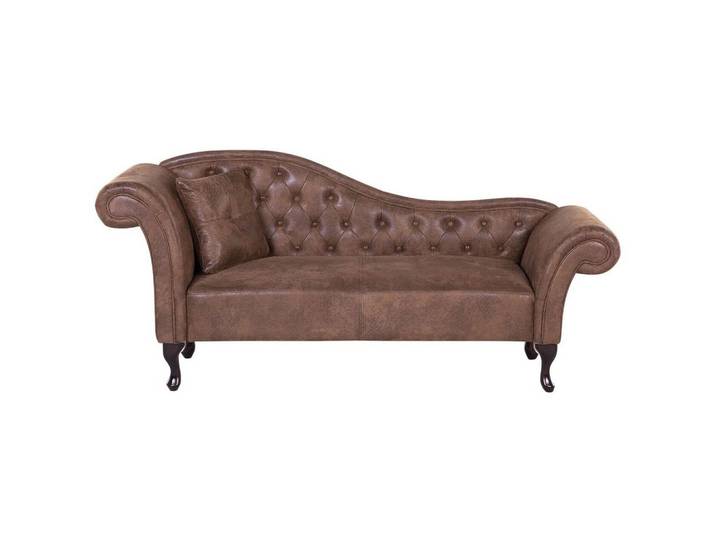 CHAISELONGUE Kunstleder hellbraun linksseitig Lattes