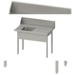 Stalgast Zulauftisch "PRO", Korbführung mit Gefälle, ohne Grundboden, ein Becken, 900x750x880 mm, Anbauseite rechts, verschweißt