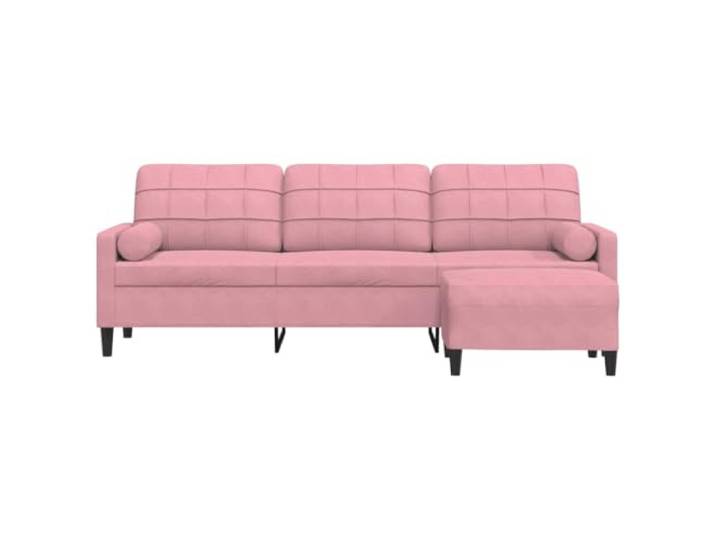 KTHLBRH 3-Sitzer-Sofa aus rosafarbenem Samt, 210 cm, mit Fußstütze Metallgestell, Schaumstoffpolsterung, breiter Sitz, modernes Design