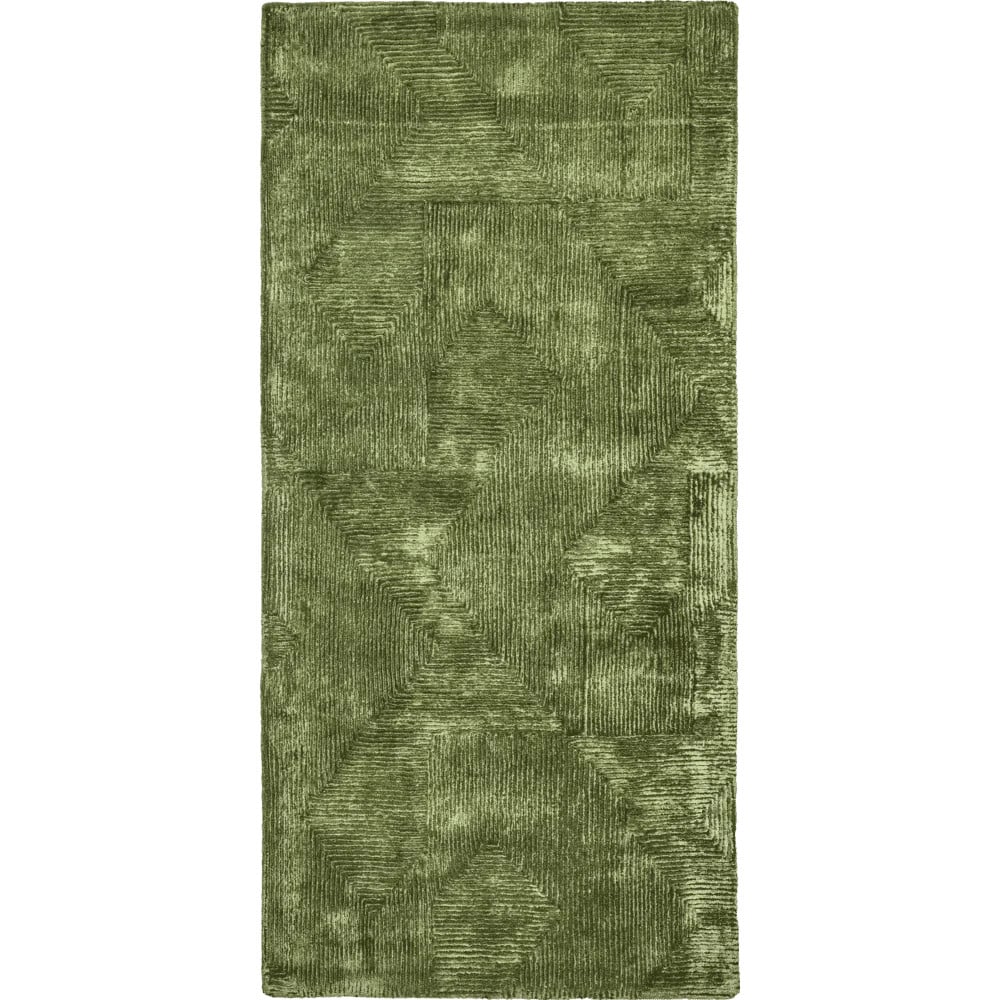 House Doctor Shine vloerkleed groen met visgraatmotief B/D: 200 x 90 cm