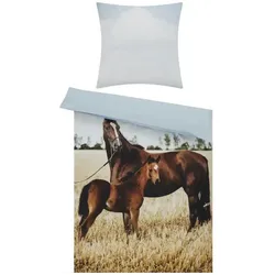 KJUT Renforcé Wende-Bettwäsche  Horses , mehrfarbig , Maße (cm): B: 135