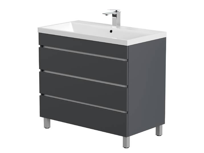Meuble vasque sur pieds Fellini 90cm Gris/Graphite