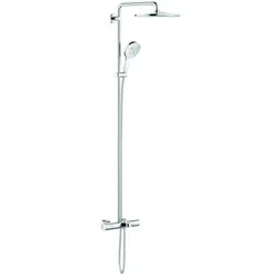 Grohe Rainshower Duschsystem 26657000 chrom, mit Aufputz-Thermostat, Duscharm 45cm schwenkbar