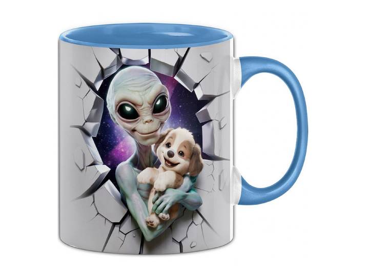 Trendation Tasse 3D Alien Tasse Geschenk Alien Durchbruch Wand Grafik Geschenkidee fü