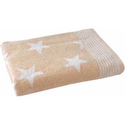 Badetuch DYCKHOFF "Stars", beige (sand), B:70cm L:140cm, Walkfrottee, Obermaterial: 100% Baumwolle, Handtücher, Badetuch, mit Sternen & Streifen