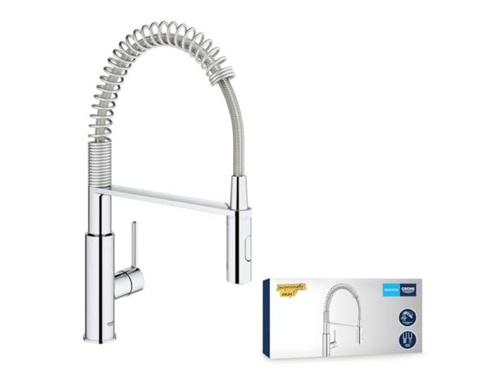 GROHE Robinet évier de cuisine Get\, Mitigeur monocommande 2 jets\, Robinet avec douchette extractible professionnelle\, Installation rapide\, Chromé\, 30361000 (Import Allemagne)