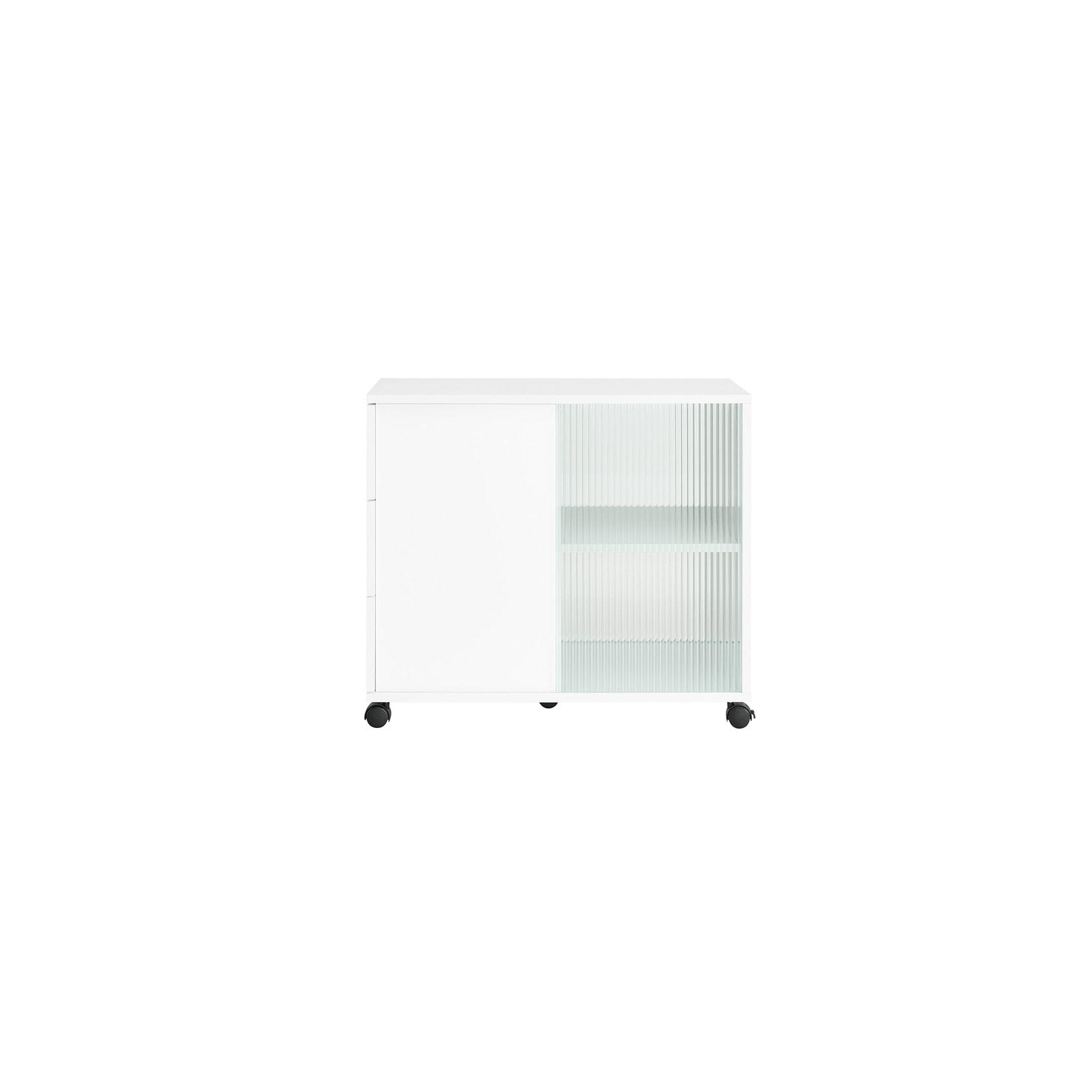 SoBuy Couchtisch mit 2 Türen Weiß 70x35x61cm Modern