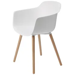 Armlehnstuhl Alba Sitz weiß weiß/Beine Buche natur 57x81x52 cm