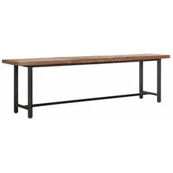 Sitzbank Beam aus recyceltem Teak und Metall, Industrial Stil, naturfarben, 165 cm breit