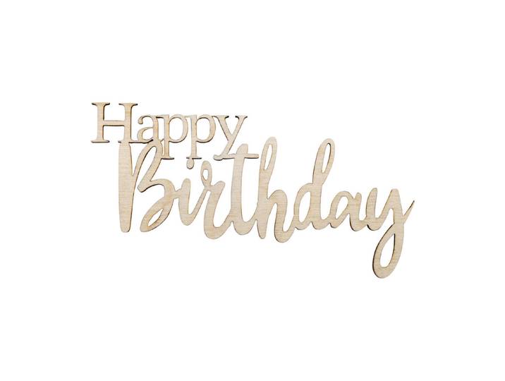 Rayher Holz-Minischrift Happy Birthday 8.5 × 4.7 × 0.3 cm 4 Stück