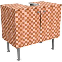 WASCHBECKENUNTERSCHRANK Retro Schachmuster Terrakotta 60/55/35 cm