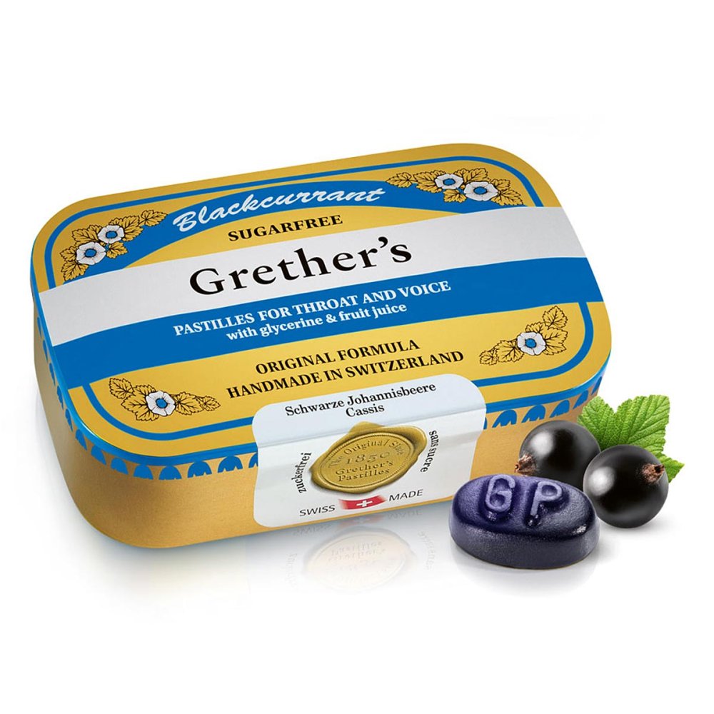 Hager Pharma GmbH Grethers Blackcurrant Silber zuckerfrei Pastillen Dose 06989673