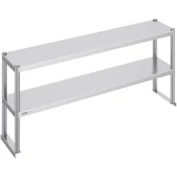 VEVOR Doppeltes Überregal, doppelstöckiges Überregal aus Edelstahl, 305 x 1524 x 600 mm doppelstöckiges Überregal, höhenverstellbarer Überregal-Vorbereitungstisch für Küche, Restaurant und Werkstatt