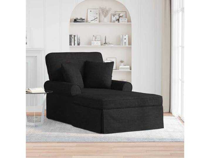 NLQMSU Loungesessel mit Rock und Kissen, 3-teilig, Schwarz, Stoff Wohnzimmer, Schlafzimmer, Innendekoration, minimalistisches Design, schicker Rock, klare Linien, Kissen 40 x 40 cm