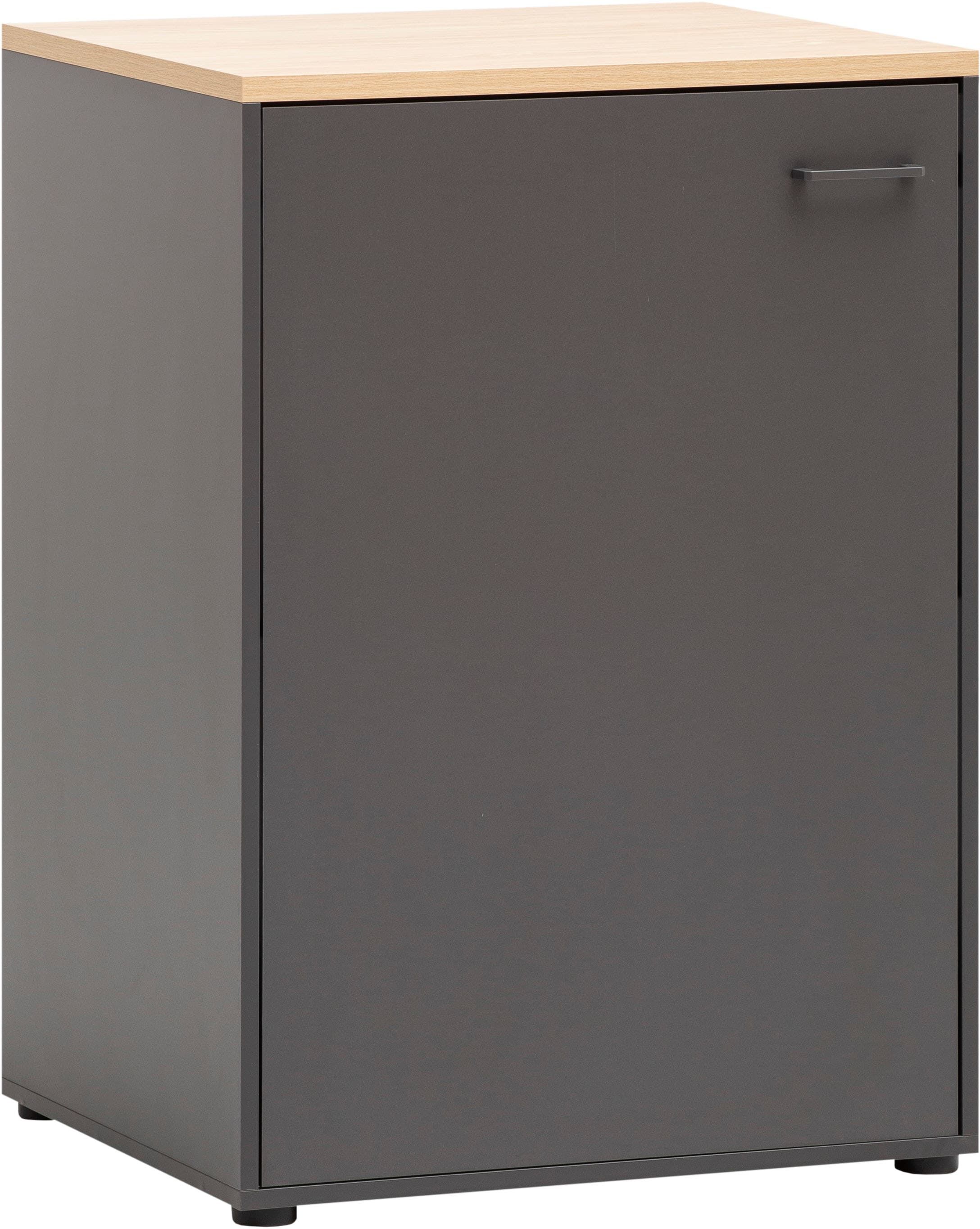 Mehrzweckschrank SCHILDMEYER "Solea, Mehrzweckschrank stapelbar, Made in Germany, B: 67 cm", schwarz (anthrazit, eichehellfarben), B:67,1cm H:95,8cm T:60cm, FSC-zertifizierter Holzwerkstoff, Schränke, Mehrzweckschrank, Solide Verarbeitung - Dieses Produkt