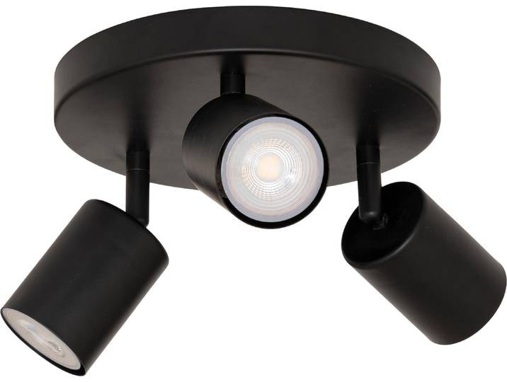 Lampes de plafond VICO\, abat-jours métalliques\, 3 points\, noirs