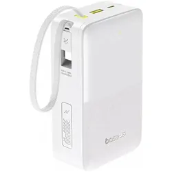 Baseus EnerFill FC51 Bipow 2 Pro 22,5W Powerbank mit integriertem Kabel 30000mAh Mondweiss (30000 mAh, 22.50 W), Powerbank, Weiss