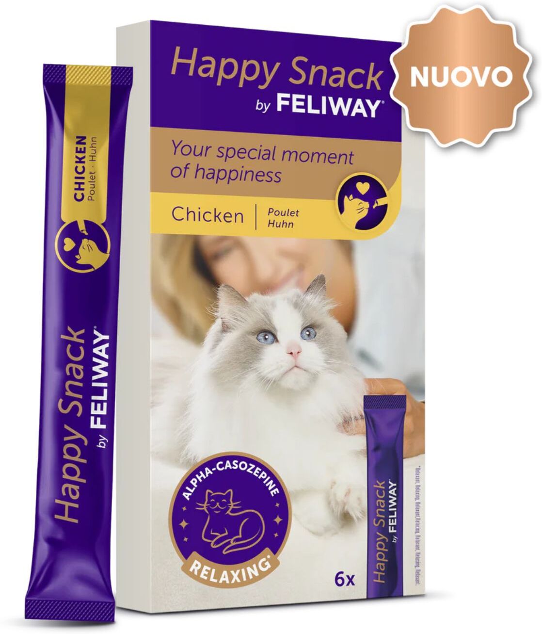Feliway ® Happy Snack per Gatti al Pollo 6 Sticks x 15 g