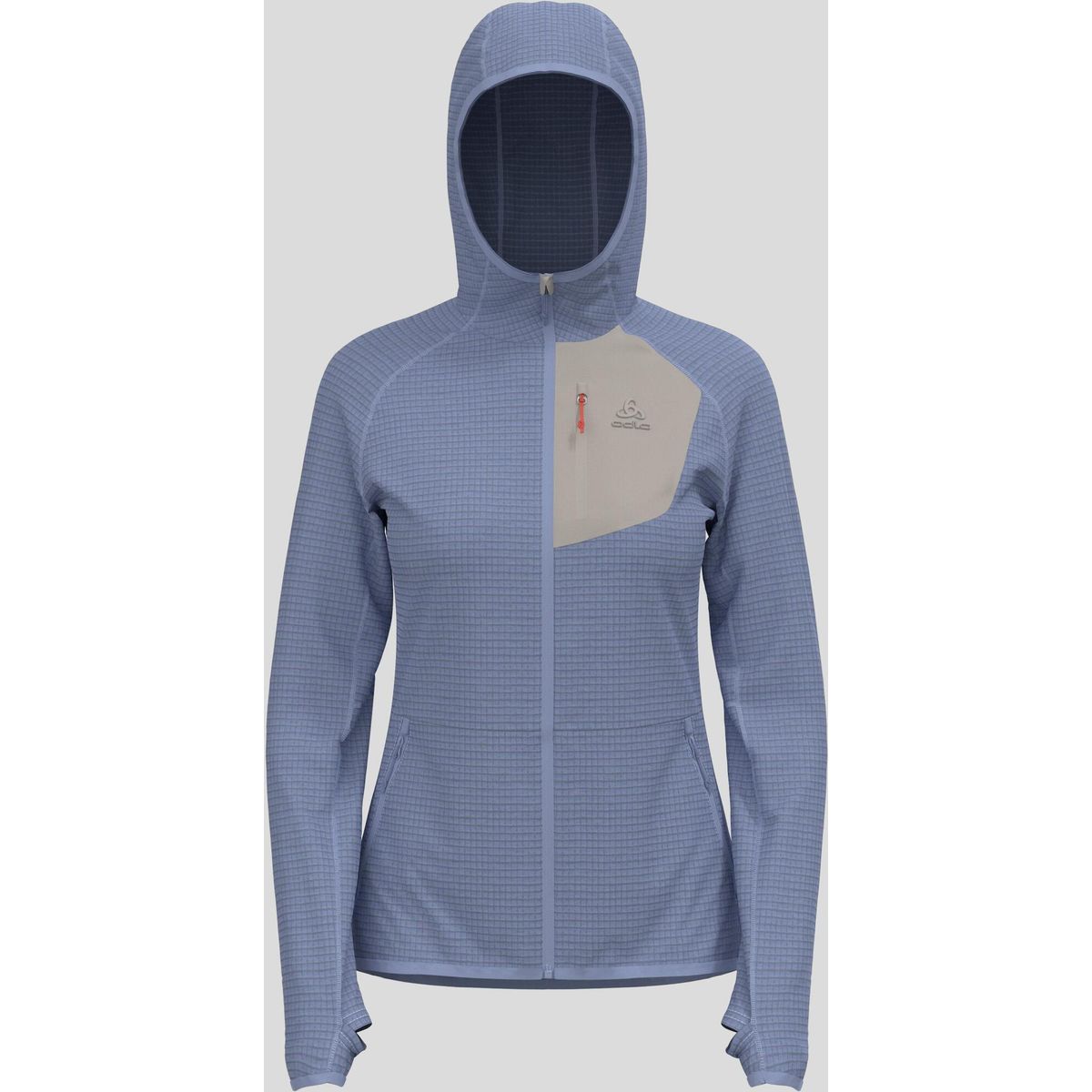 Odlo The Ascent Mid Layer Hooded Zip blue heron - silver cloud (21083) XS 542851-21083-XS