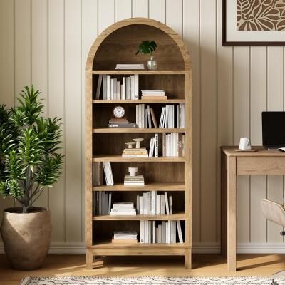 Garvee 71In Tall Arched Bookcase Modern 7 Tiers Arch Bookshelf Open Storage